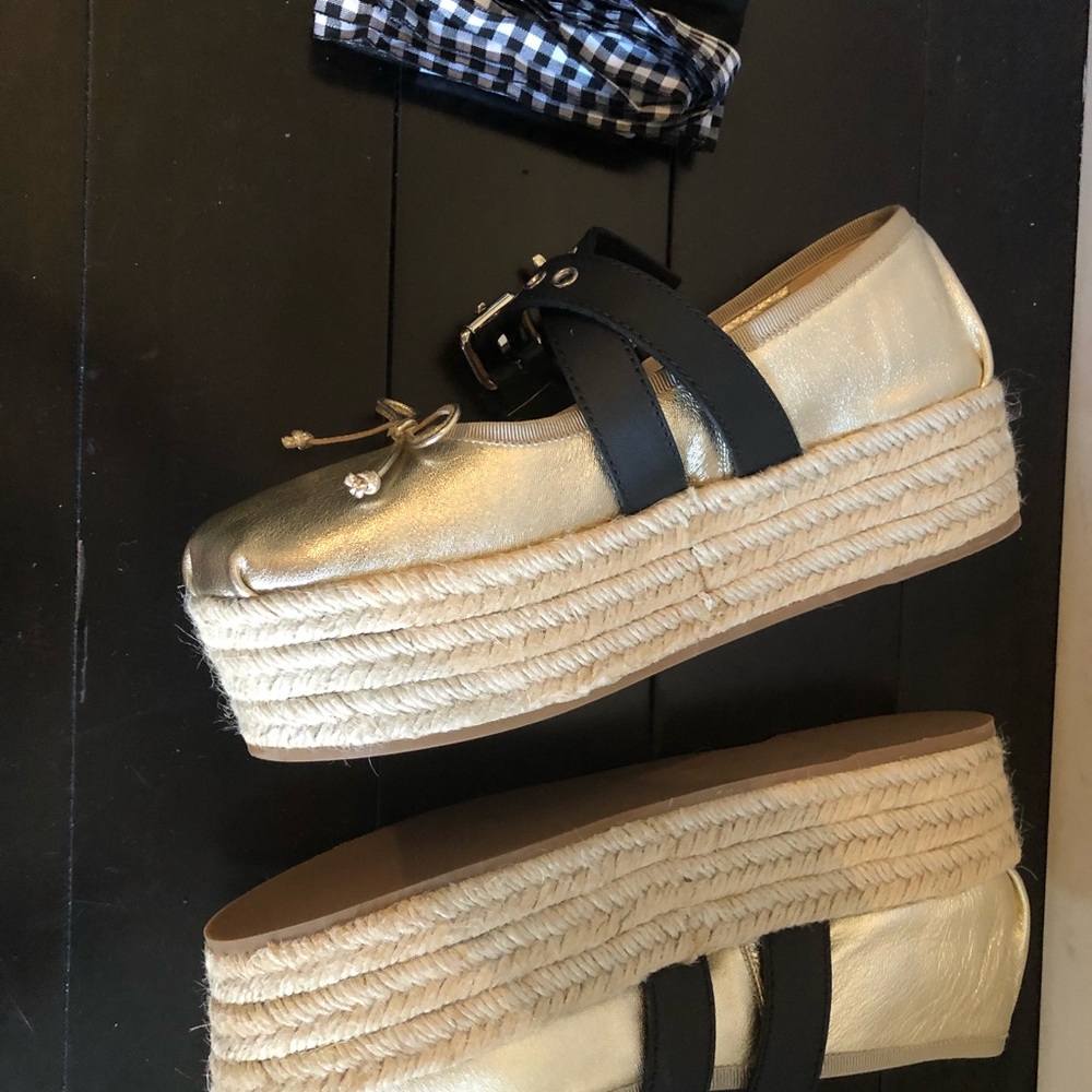 ❣️sold❣️Miu Miu Gold ballet flat Form espadrilles - Picture 11 of 14